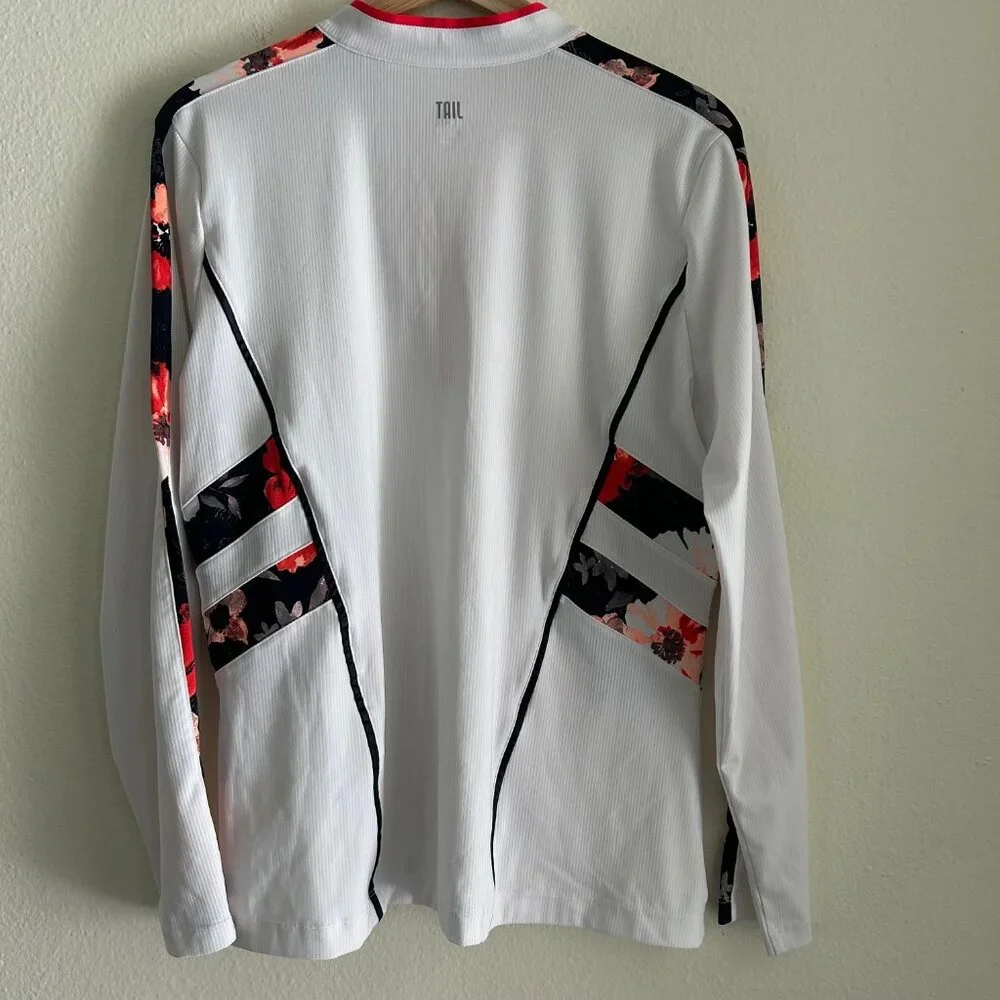 Tail Golf Shirt 1/4 Zip Pullover Golf SZL White Stretch Active Athleisure Sport - Picture 6 of 9